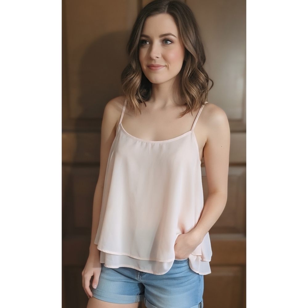 Hollister Chiffon Layered Spaghetti Strap Crop Top